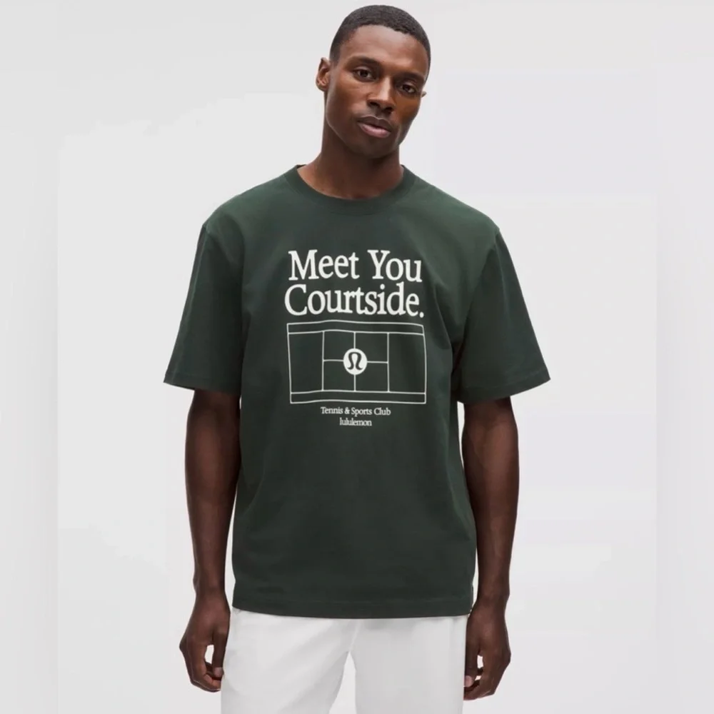 Lululemon Heavyweight Cotton T-Shirt Meet You Courtside Rainforest Green